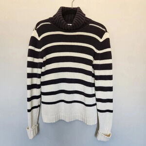 Tommy Hilfiger Vintage Chunky Knit Striped Turtleneck Sweater Size L